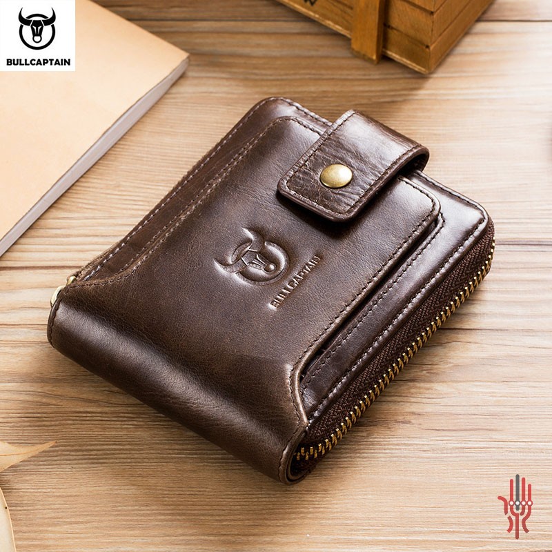 BULLCAPTAIN-cartera-de-piel-aut-ntica-para-hombre-billetera-masculina-Rfid-multifunci-n-para-almacenamiento-monedero